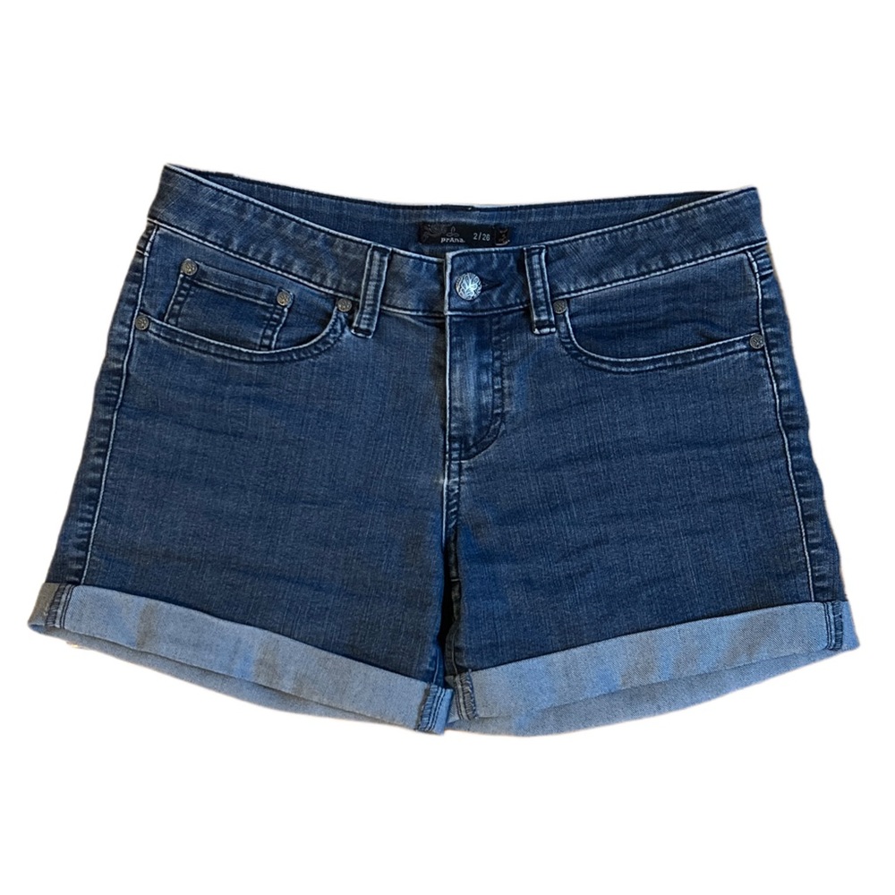 Prana Dark Blue Denim High Waist Shorts